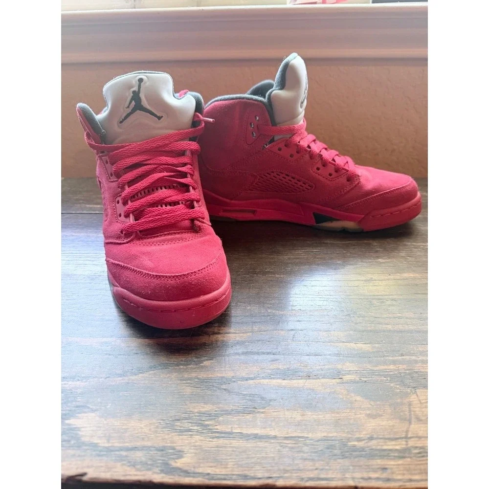 Nike Air Jordan 5 Retro University Red Suede 2017 Youth 7Y Shoes 8.5W 7M EU 40